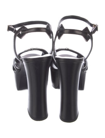 Saint Laurent Leather Crystal Embellishments Sandals