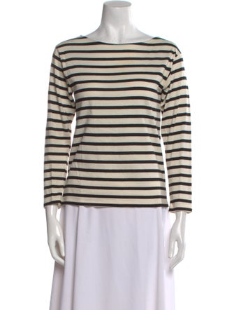 Saint Laurent Striped Bateau Neckline Top