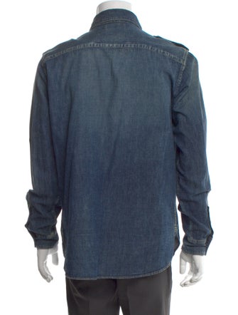 Saint Laurent 2017 'YSL Military Patch' Denim Shirt