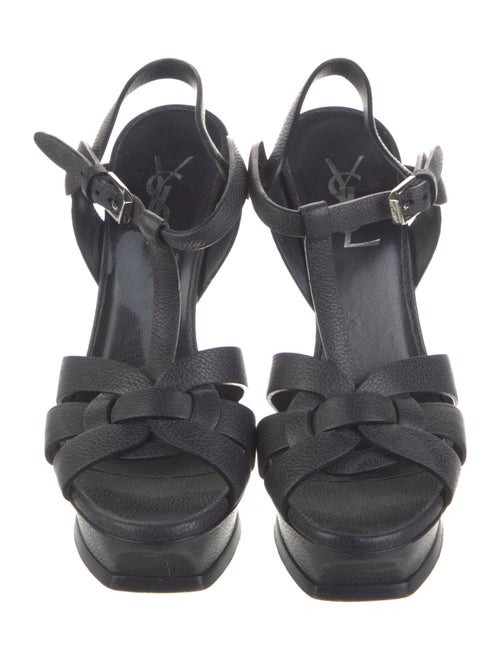 Saint Laurent Embossed Leather T-Strap Sandals
