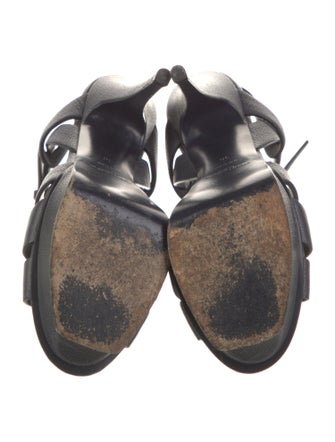 Saint Laurent Embossed Leather T-Strap Sandals