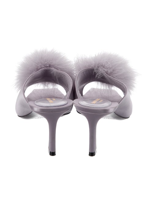 Saint Laurent Satin Feather Trim Slides