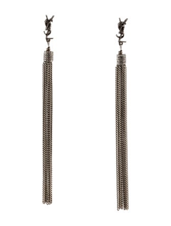 Saint Laurent Loulou Chain Tassel Earrings
