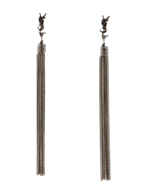 Saint Laurent Loulou Chain Tassel Earrings