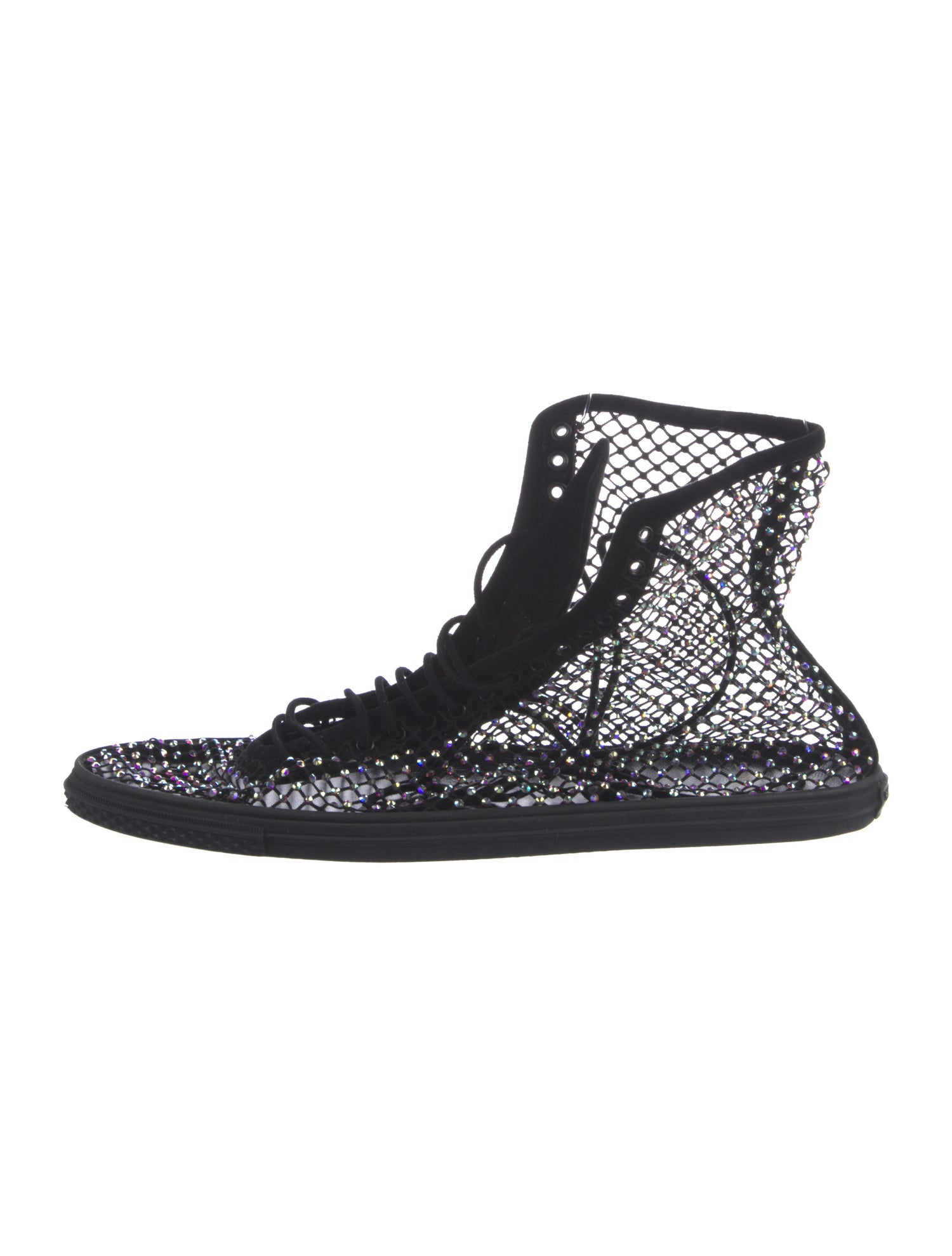 Saint Laurent Mesh Crystal Embellishments Sneakers