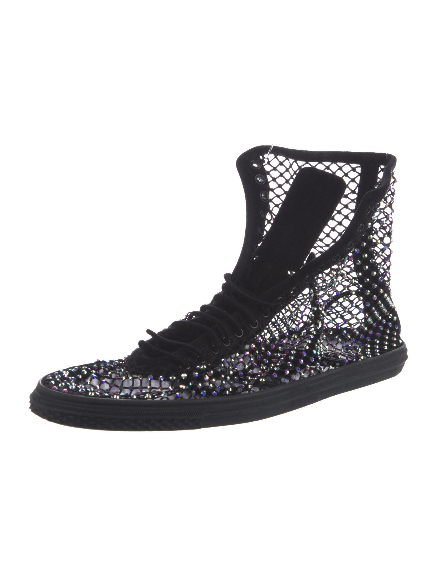 Saint Laurent Mesh Crystal Embellishments Sneakers