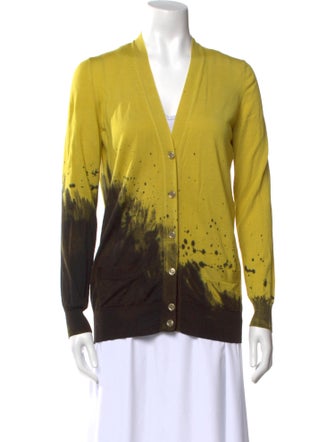 Saint Laurent Tie-Dye Print V-Neck Sweater