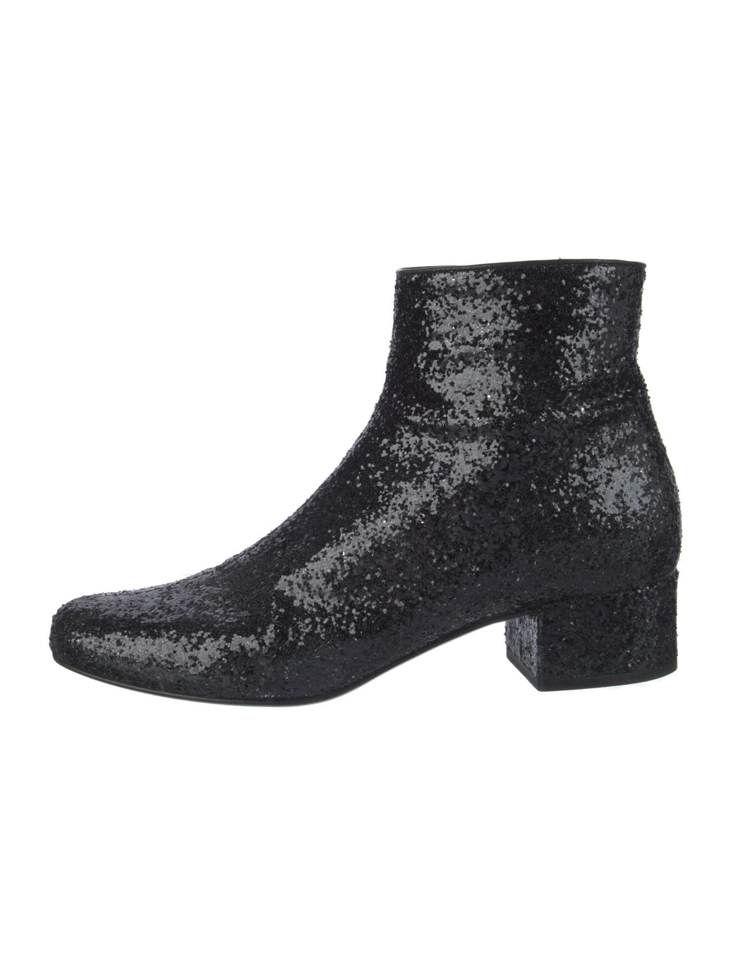 Saint Laurent Leather Glitter Accents Boots