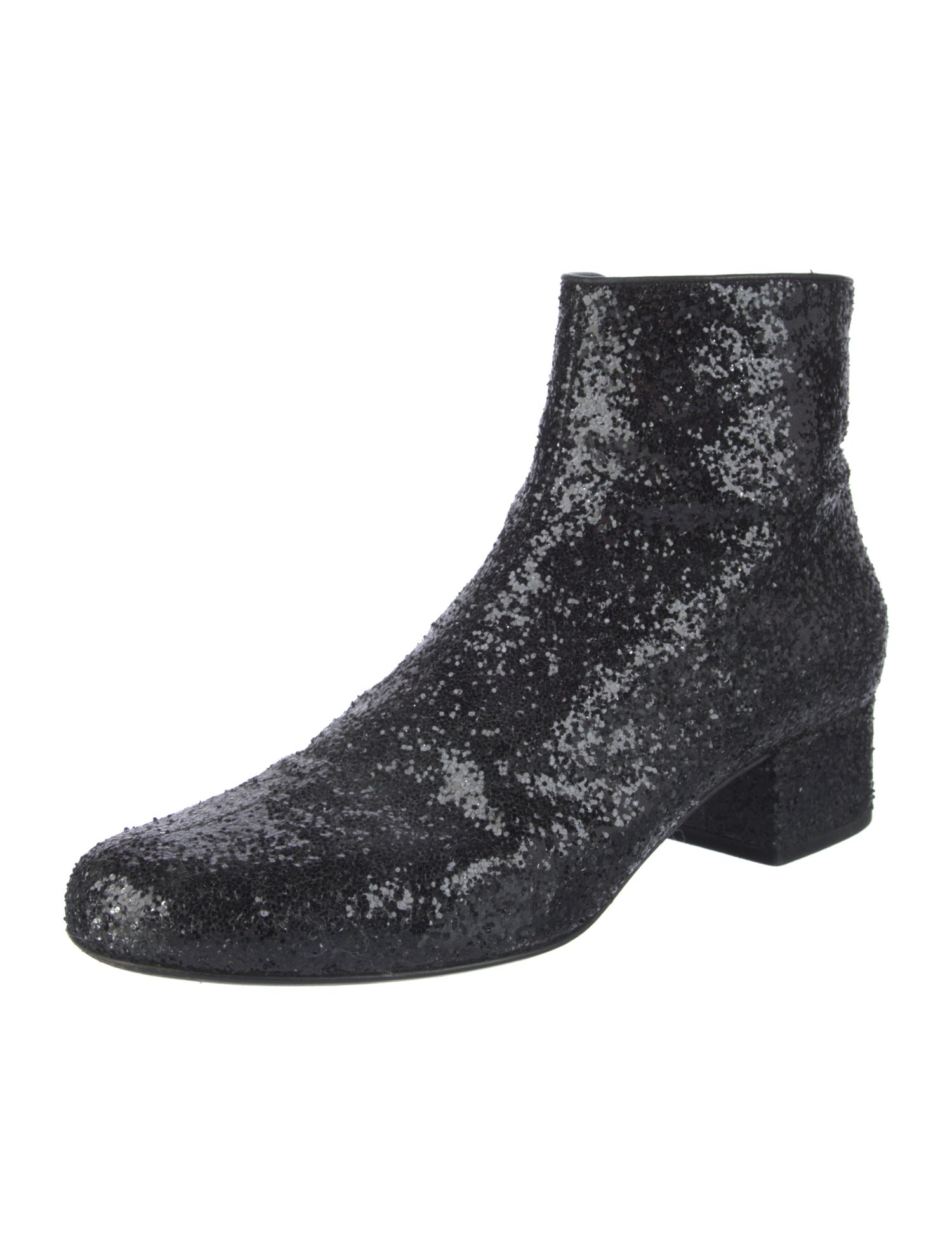 Saint Laurent Leather Glitter Accents Boots