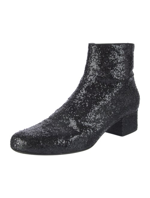 Saint Laurent Leather Glitter Accents Boots