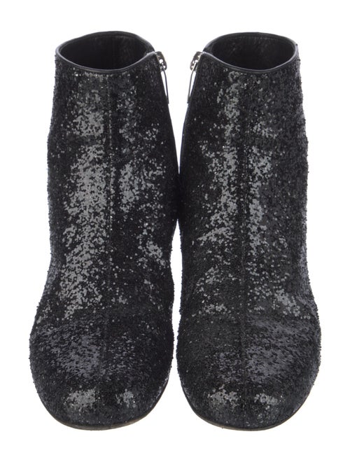Saint Laurent Leather Glitter Accents Boots