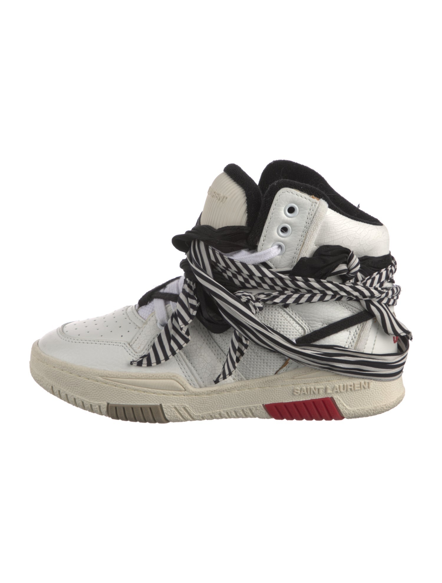 Saint Laurent Leather Distressed Accents Wedge Sneakers