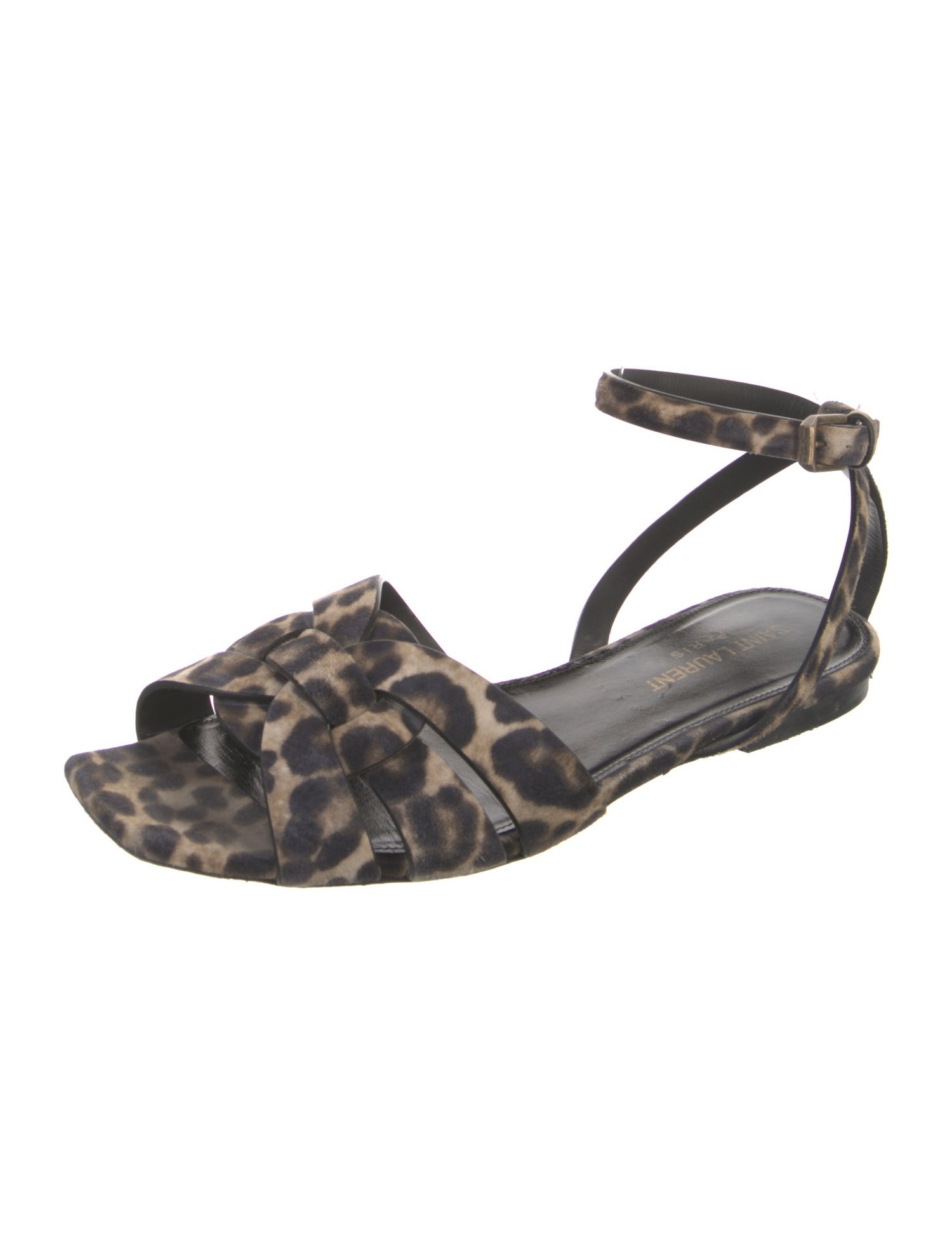 Saint Laurent Suede Animal Print Sandals