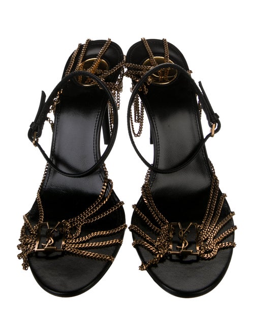 Saint Laurent Leather Chain-Link Accents Sandals