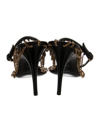 Saint Laurent Leather Chain-Link Accents Sandals