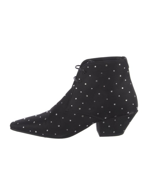 Saint Laurent Satin Crystal Embellishments Lace-Up Boots