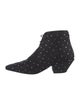 Saint Laurent Satin Crystal Embellishments Lace-Up Boots