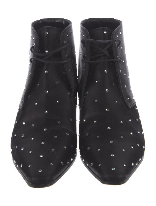 Saint Laurent Satin Crystal Embellishments Lace-Up Boots