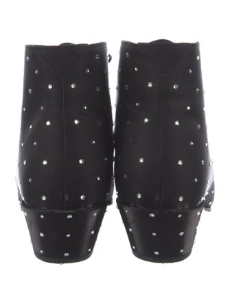 Saint Laurent Satin Crystal Embellishments Lace-Up Boots