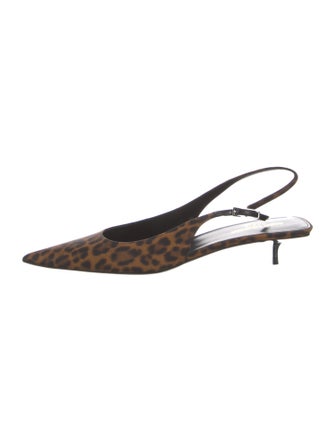 Saint Laurent Satin Animal Print Slingback Pumps
