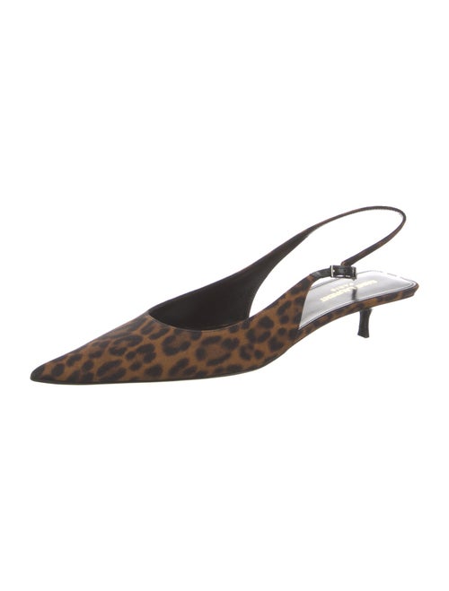 Saint Laurent Satin Animal Print Slingback Pumps
