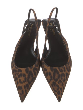 Saint Laurent Satin Animal Print Slingback Pumps