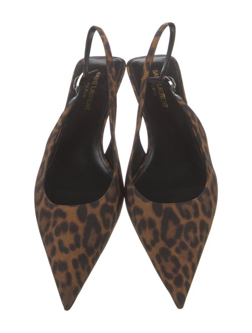 Saint Laurent Satin Animal Print Slingback Pumps