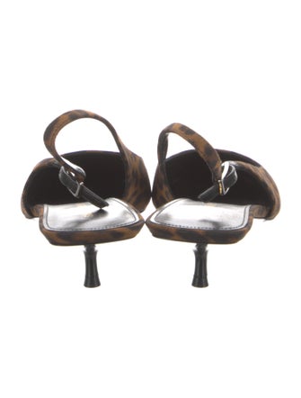Saint Laurent Satin Animal Print Slingback Pumps
