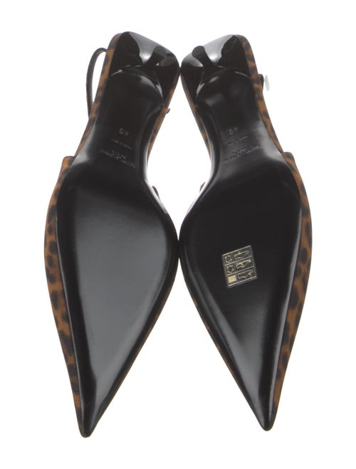 Saint Laurent Satin Animal Print Slingback Pumps