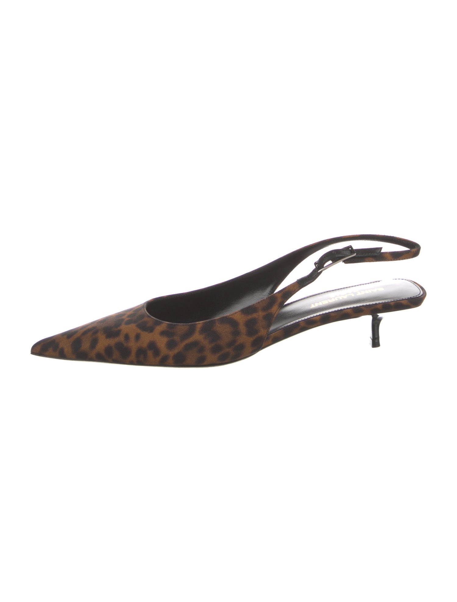 Saint Laurent Satin Animal Print Slingback Pumps