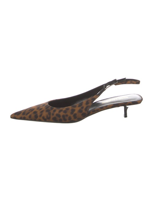 Saint Laurent Satin Animal Print Slingback Pumps