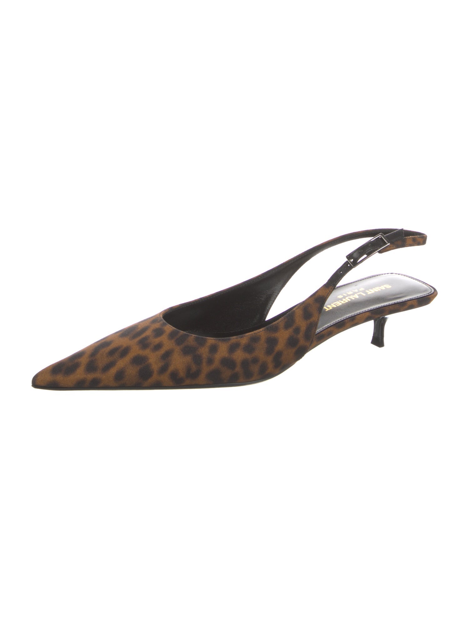 Saint Laurent Satin Animal Print Slingback Pumps