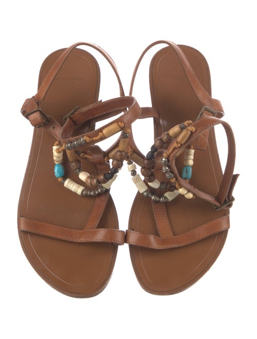 Saint Laurent Leather Beaded Accents Gladiator Sandals