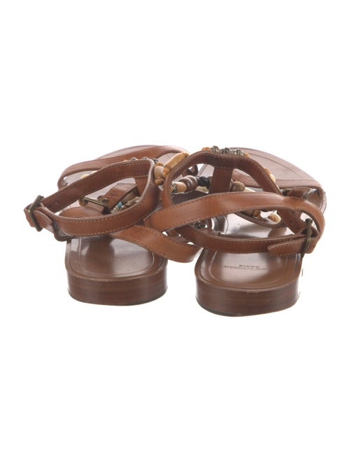 Saint Laurent Leather Beaded Accents Gladiator Sandals
