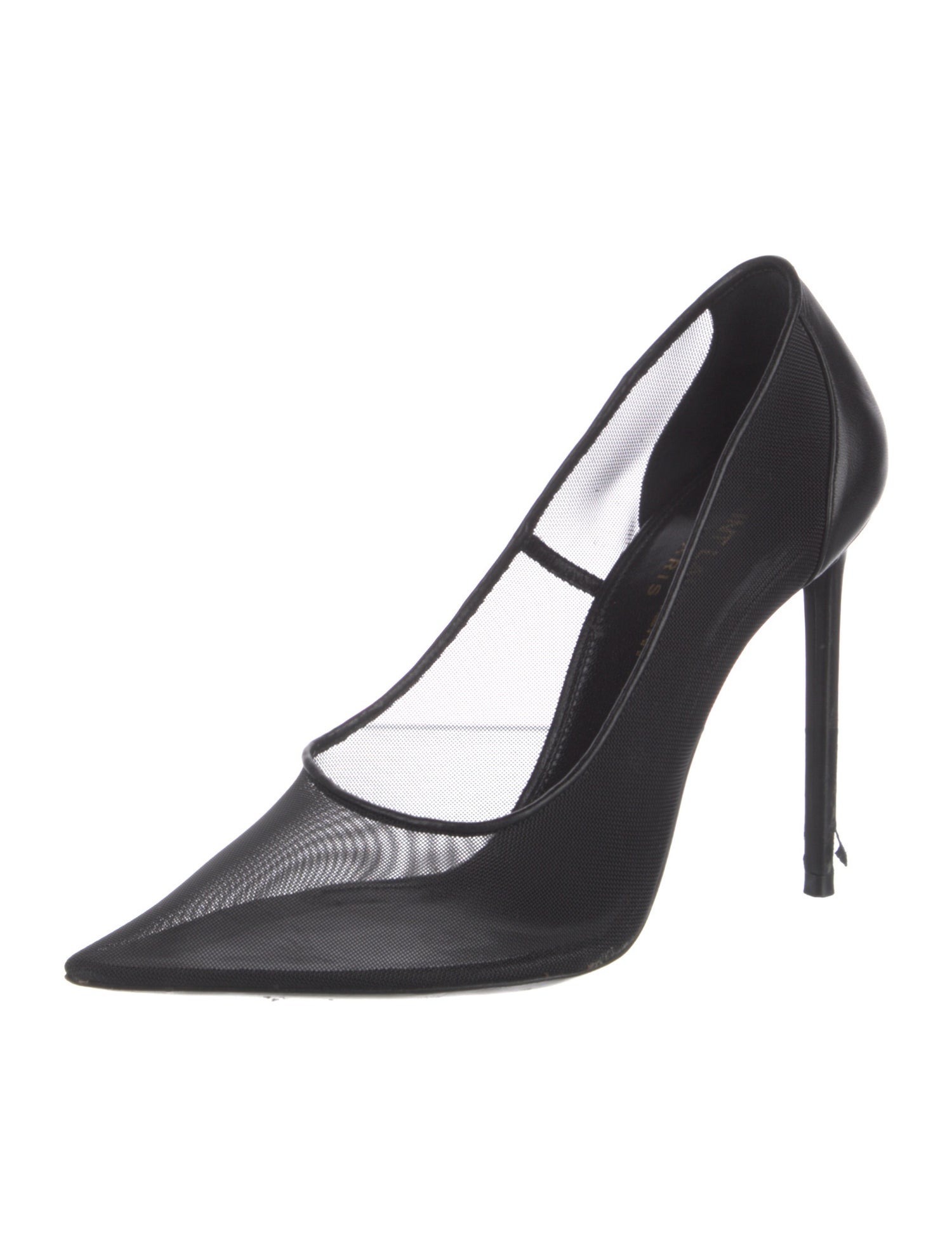 Saint Laurent Mesh Leather Trim Embellishment T-Strap Pumps