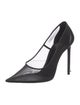 Saint Laurent Mesh Leather Trim Embellishment T-Strap Pumps