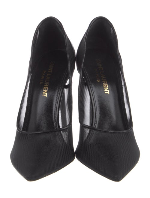 Saint Laurent Mesh Leather Trim Embellishment T-Strap Pumps