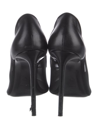 Saint Laurent Mesh Leather Trim Embellishment T-Strap Pumps