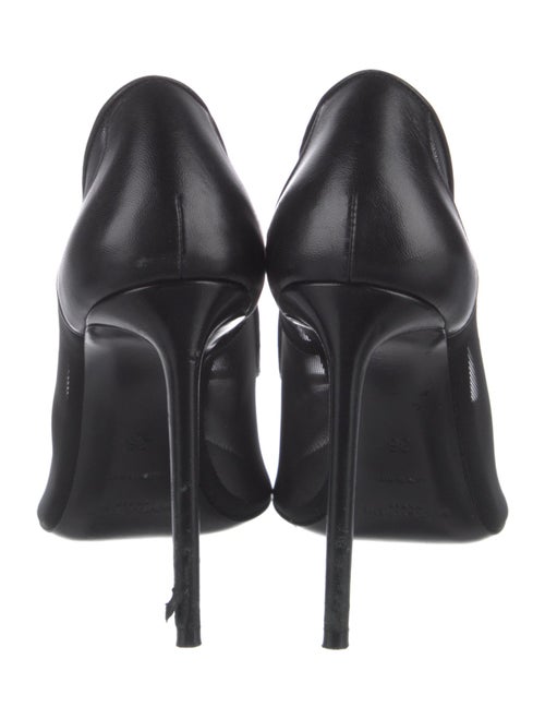 Saint Laurent Mesh Leather Trim Embellishment T-Strap Pumps
