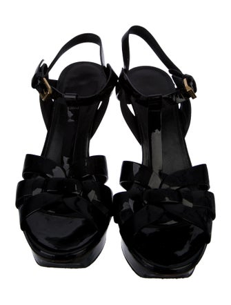 Saint Laurent Patent Leather T-Strap Sandals