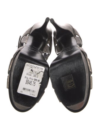 Saint Laurent Embossed Leather T-Strap Sandals