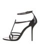 Saint Laurent Patent Leather Studded Accents T-Strap Sandals