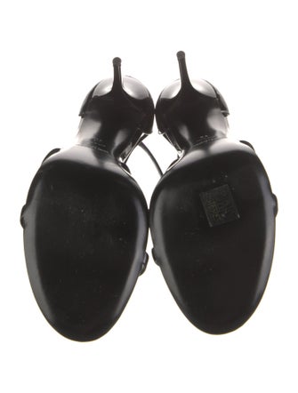 Saint Laurent Patent Leather Studded Accents T-Strap Sandals