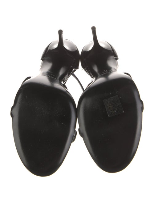 Saint Laurent Patent Leather Studded Accents T-Strap Sandals