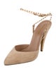 Saint Laurent Suede Chain-Link Accents Slingback Pumps