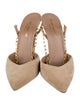 Saint Laurent Suede Chain-Link Accents Slingback Pumps