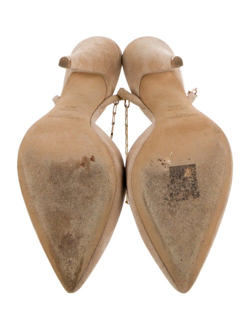 Saint Laurent Suede Chain-Link Accents Slingback Pumps