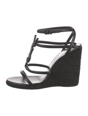 Saint Laurent Signature Logo Leather Espadrilles