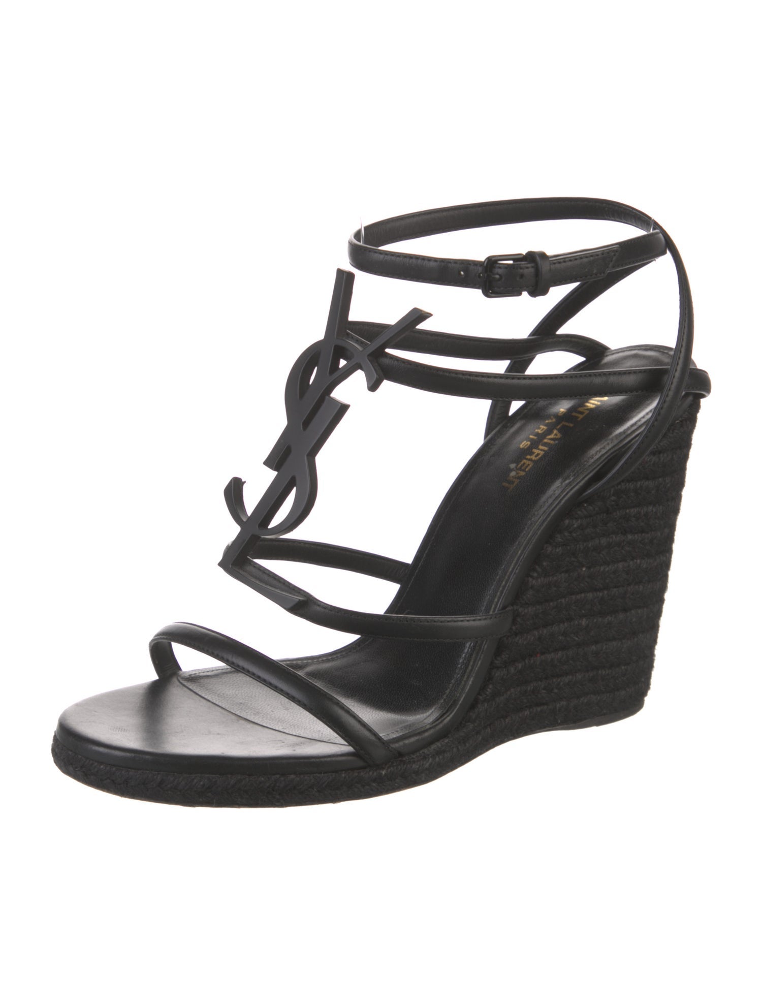 Saint Laurent Signature Logo Leather Espadrilles