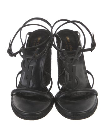 Saint Laurent Signature Logo Leather Espadrilles